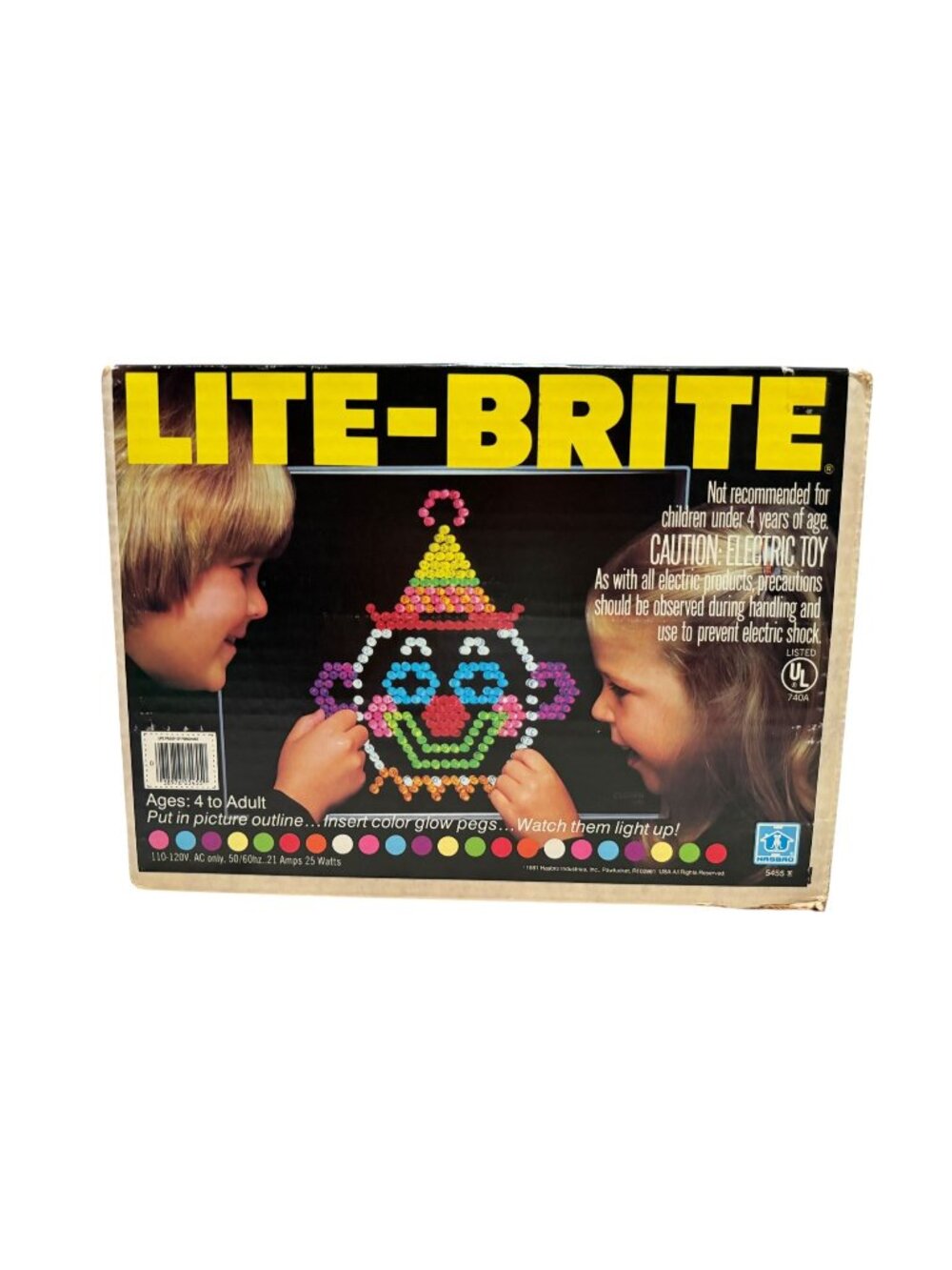 Lite-Brite Electric Toy with Pegs Box Empty Sheets Retro Vintage 1981 Works
